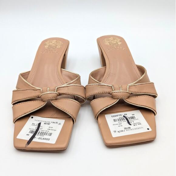 Vince Camuto Selaries Block Heel Slide Sandals Women's Tan Size US6 EU36.5 - Picture 2 of 12